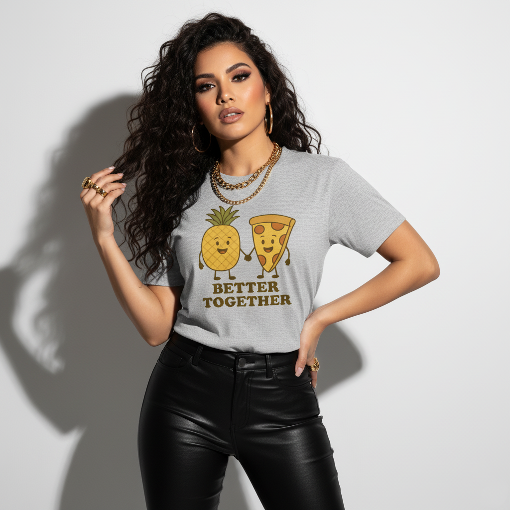 Better Together Pizza Pineapple Tee – Unique Foodie Shirt, Comfortable Fit, Youth & Adult