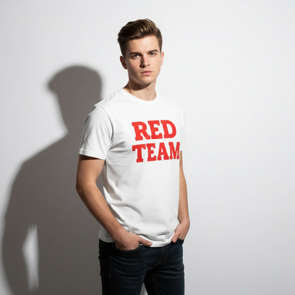 Red Team Statement T-Shirt – Bold Color Graphic Tee, Unisex, Soft Cotton
