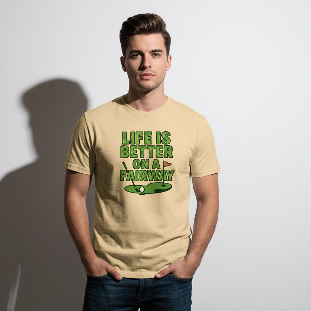 Life Is Better On A Fairway Golf T-Shirt – Unisex, Soft Cotton, Golfer Gift