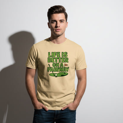 Life Is Better On A Fairway Golf T-Shirt – Unisex, Soft Cotton, Golfer Gift