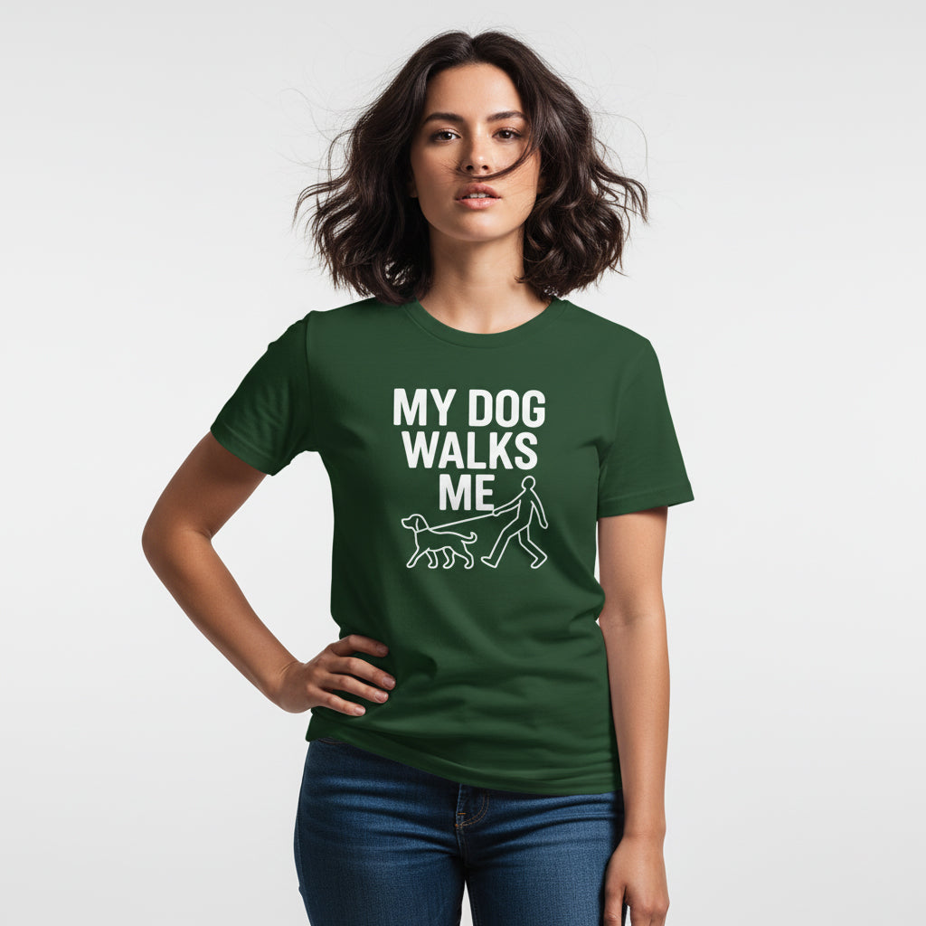 My Dog Walks Me Graphic Shirt – Cute Animal Slogan, Unisex, Gift for Pet Lovers