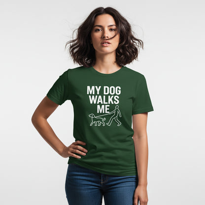 My Dog Walks Me Graphic Shirt – Cute Animal Slogan, Unisex, Gift for Pet Lovers