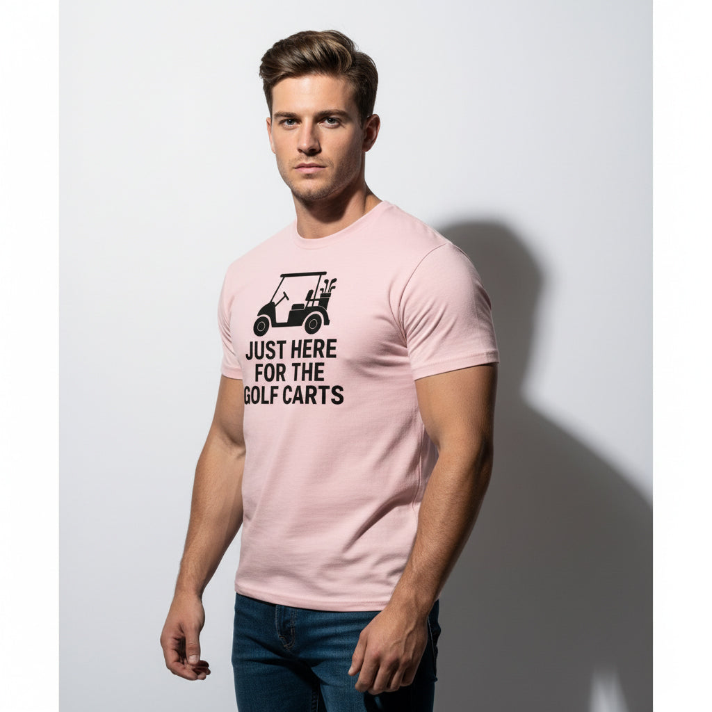 Funny Golf T-Shirt – Just Here For The Golf Carts, Men’s & Women’s, Retro Style