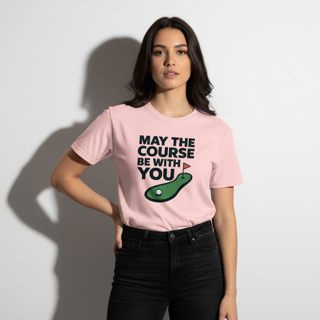 May The Course Be With You Funny Golf T-Shirt – Unisex, Soft Cotton, Golfer Gift