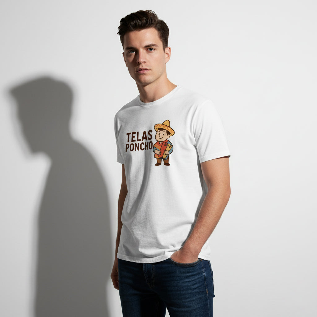 Telas Poncho Graphic T-Shirt – Latin Textile Print, Unisex, Soft Cotton