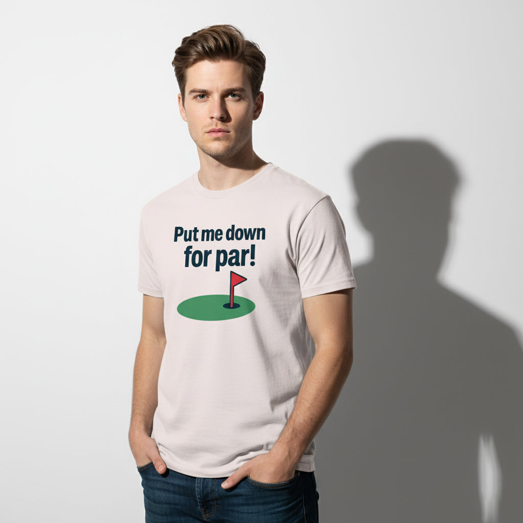 Put Me Down For Par! Funny Golf T-Shirt – Unisex, Soft Cotton, Golfer Gift