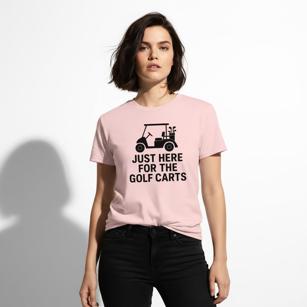 Funny Golf T-Shirt – Just Here For The Golf Carts, Men’s & Women’s, Retro Style