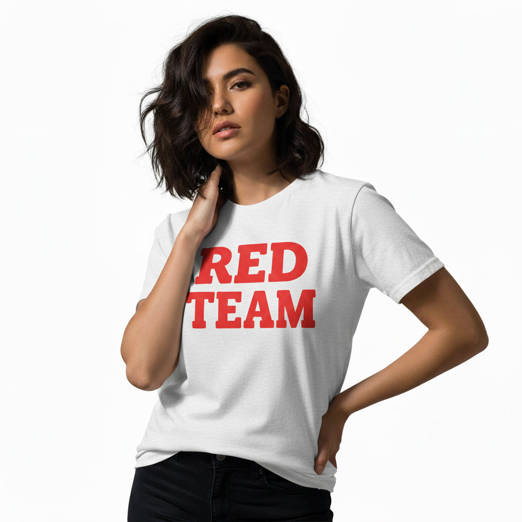 Red Team Statement T-Shirt – Bold Color Graphic Tee, Unisex, Soft Cotton