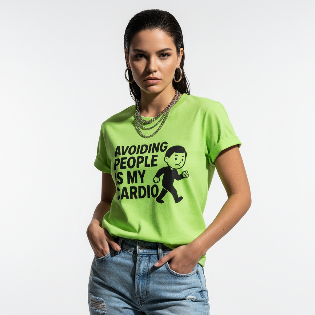 Avoiding People Is My Cardio Funny T-Shirt – Introvert Humor Tee, Unisex, Soft Cotton