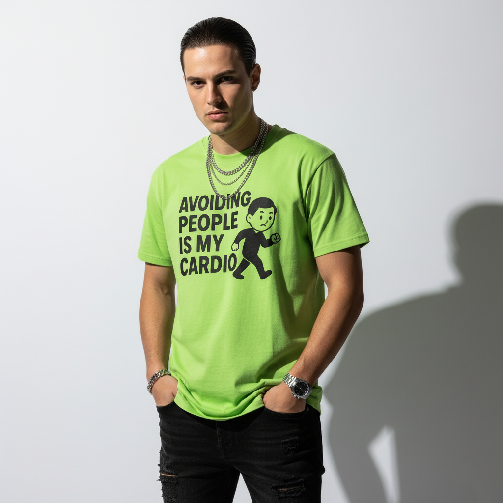 Avoiding People Is My Cardio Funny T-Shirt – Introvert Humor Tee, Unisex, Soft Cotton