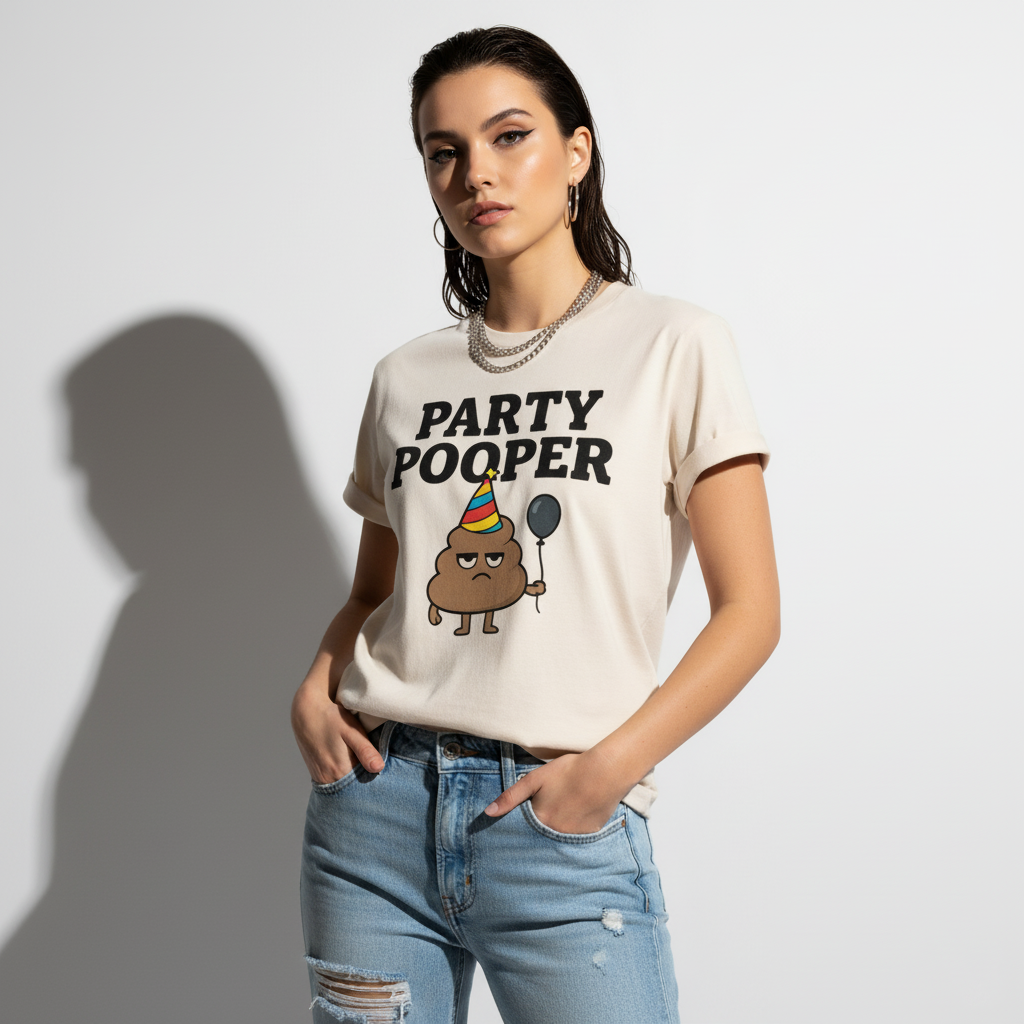 Party Pooper Graphic Tee – Silly Humor Shirt, Unisex, Gift for Friends