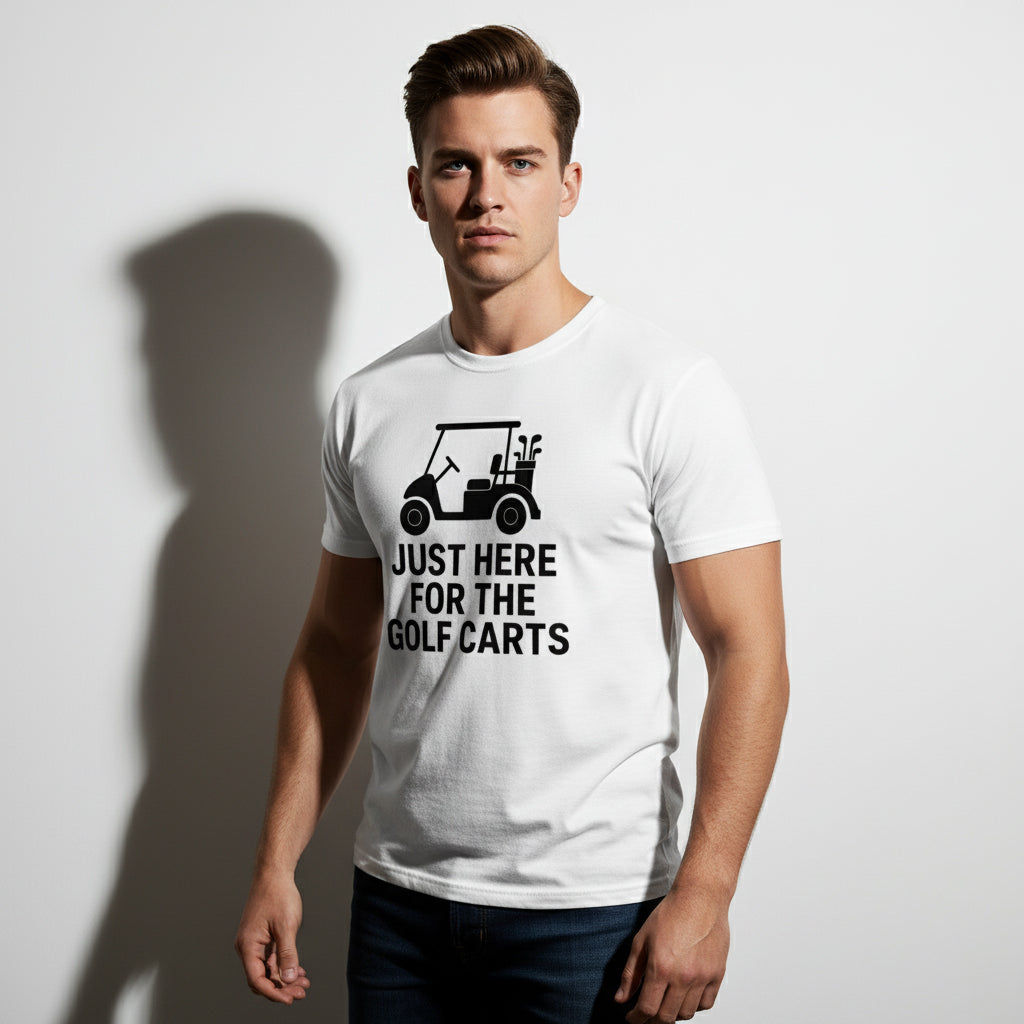 Funny Golf T-Shirt – Just Here For The Golf Carts, Men’s & Women’s, Retro Style
