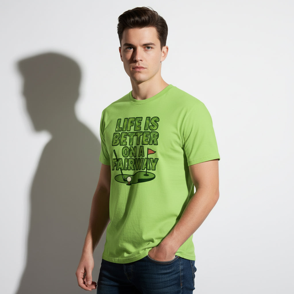 Life Is Better On A Fairway Golf T-Shirt – Unisex, Soft Cotton, Golfer Gift