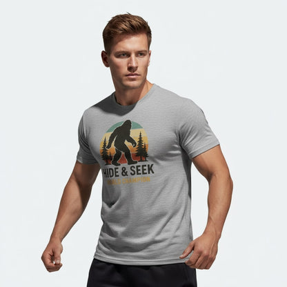 Bigfoot Hide & Seek World Champion T-Shirt – Funny Cryptid Tee, Unisex, Soft Cotton
