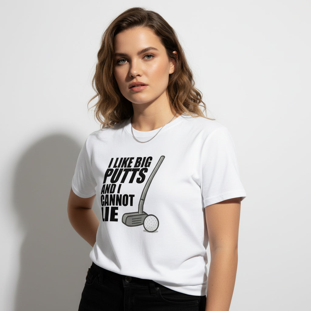 Funny Golf Slogan T-Shirt – I Like Big Putts And I Cannot Lie, Comfortable Fit, Youth & Adult