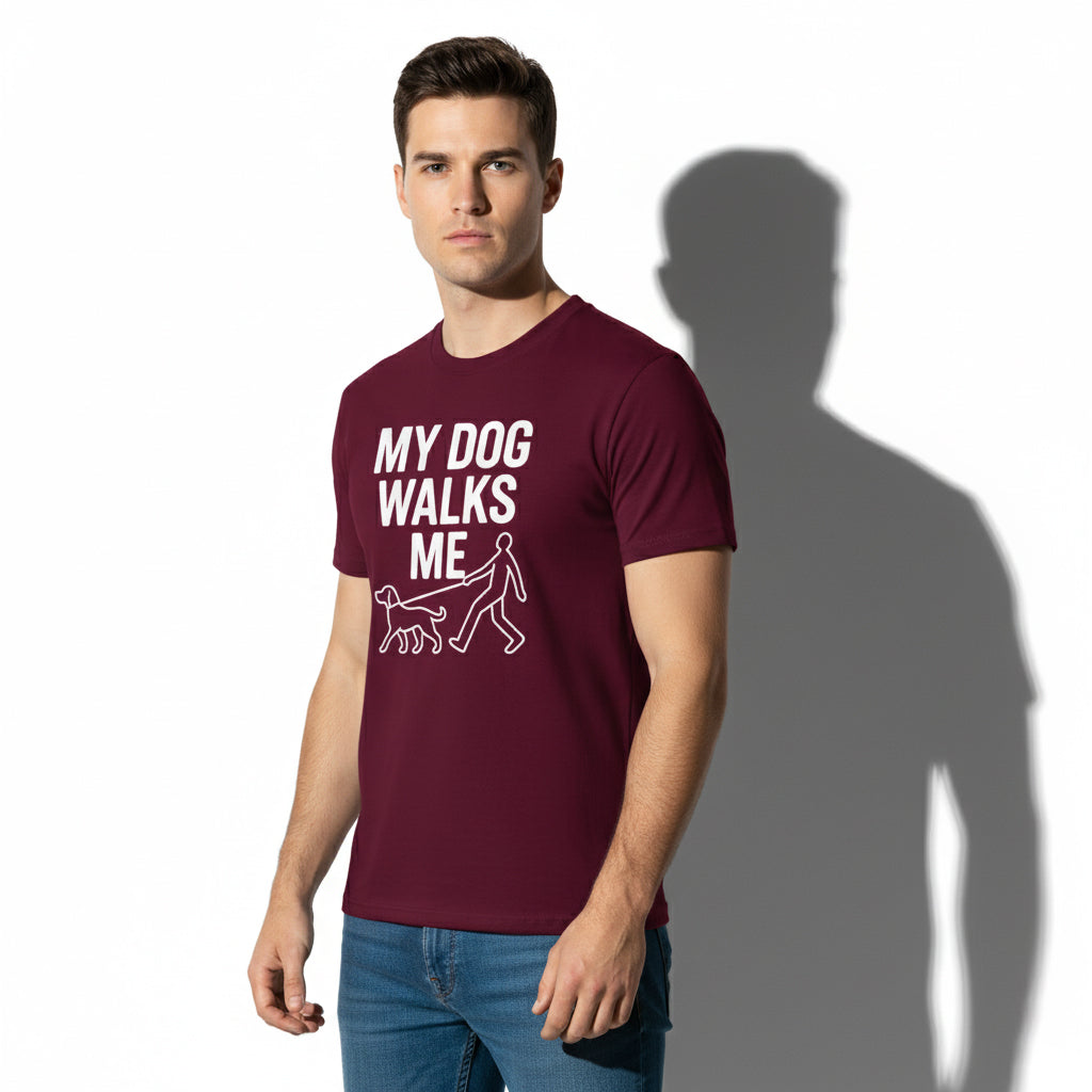 My Dog Walks Me Graphic Shirt – Cute Animal Slogan, Unisex, Gift for Pet Lovers