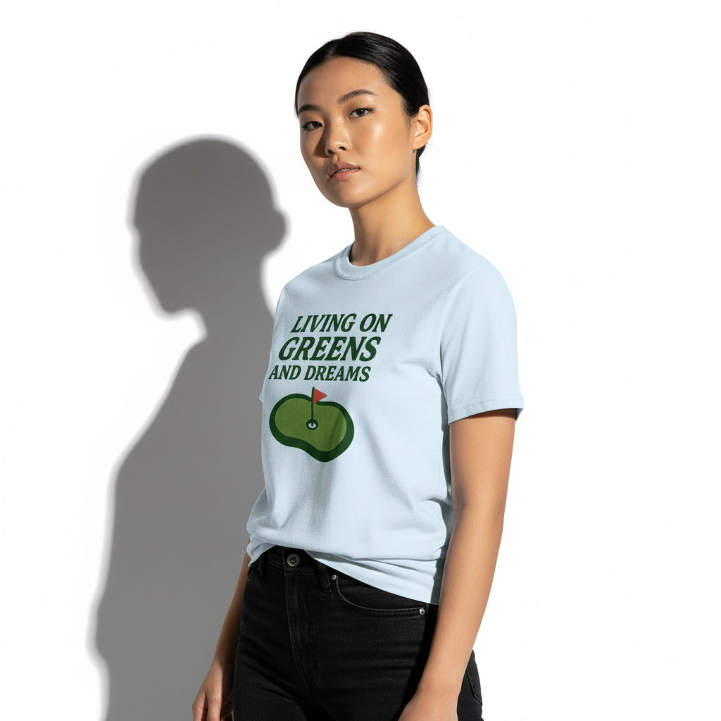 Living on Greens and Dreams Golf T-Shirt – Inspirational Sports Tee, Unisex