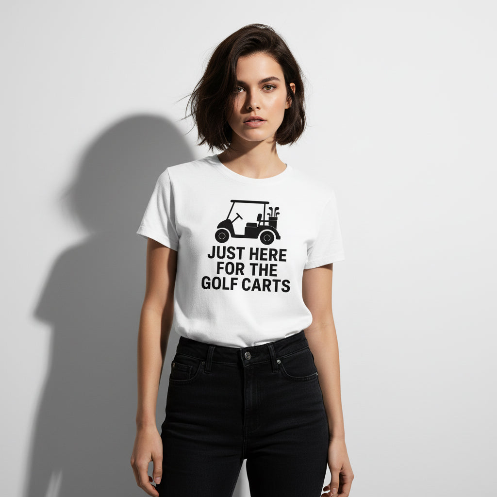 Funny Golf T-Shirt – Just Here For The Golf Carts, Men’s & Women’s, Retro Style