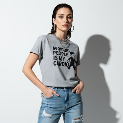 Avoiding People Is My Cardio Funny T-Shirt – Introvert Humor Tee, Unisex, Soft Cotton