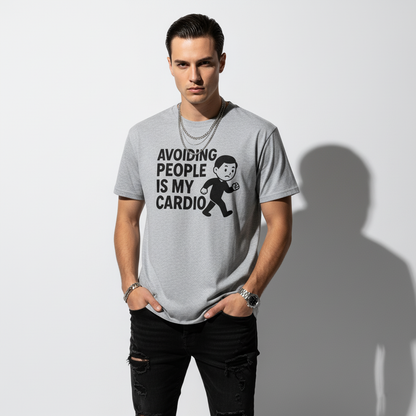 Avoiding People Is My Cardio Funny T-Shirt – Introvert Humor Tee, Unisex, Soft Cotton
