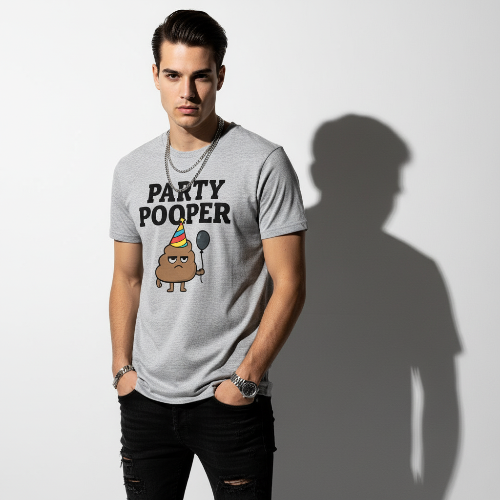 Party Pooper Graphic Tee – Silly Humor Shirt, Unisex, Gift for Friends