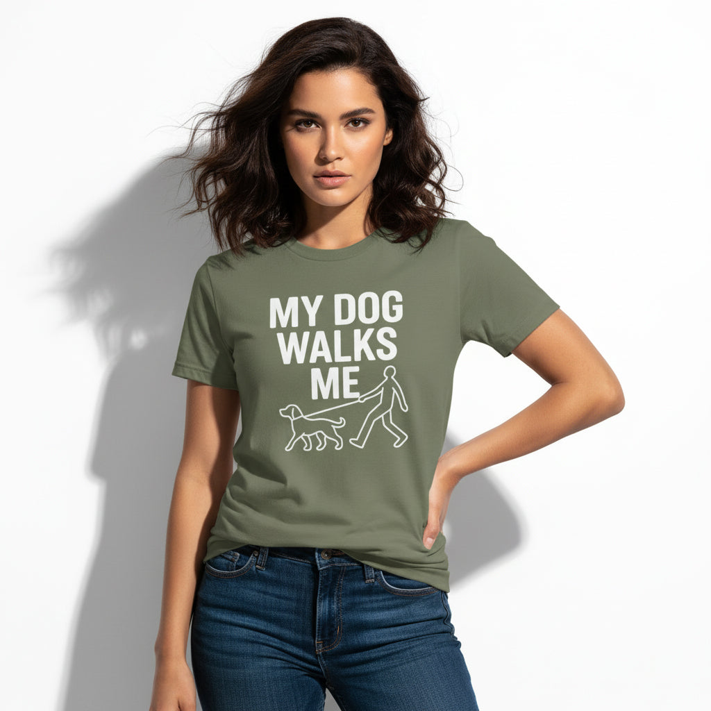 My Dog Walks Me Graphic Shirt – Cute Animal Slogan, Unisex, Gift for Pet Lovers