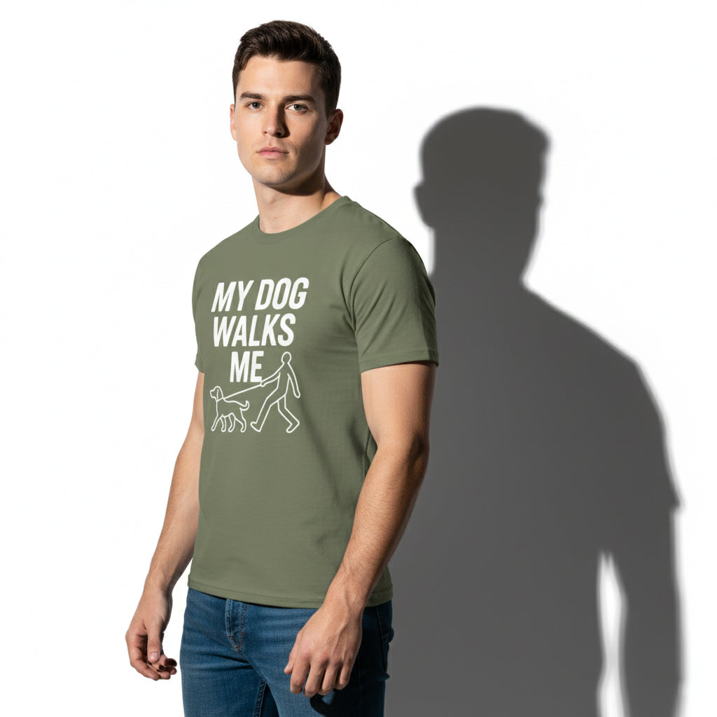 My Dog Walks Me Graphic Shirt – Cute Animal Slogan, Unisex, Gift for Pet Lovers