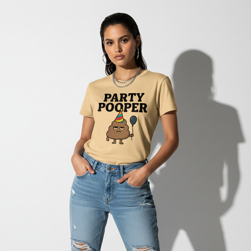 Party Pooper Graphic Tee – Silly Humor Shirt, Unisex, Gift for Friends