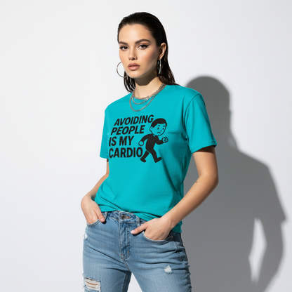 Avoiding People Is My Cardio Funny T-Shirt – Introvert Humor Tee, Unisex, Soft Cotton