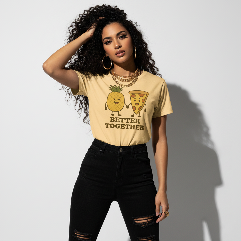 Better Together Pizza Pineapple Tee – Unique Foodie Shirt, Comfortable Fit, Youth & Adult