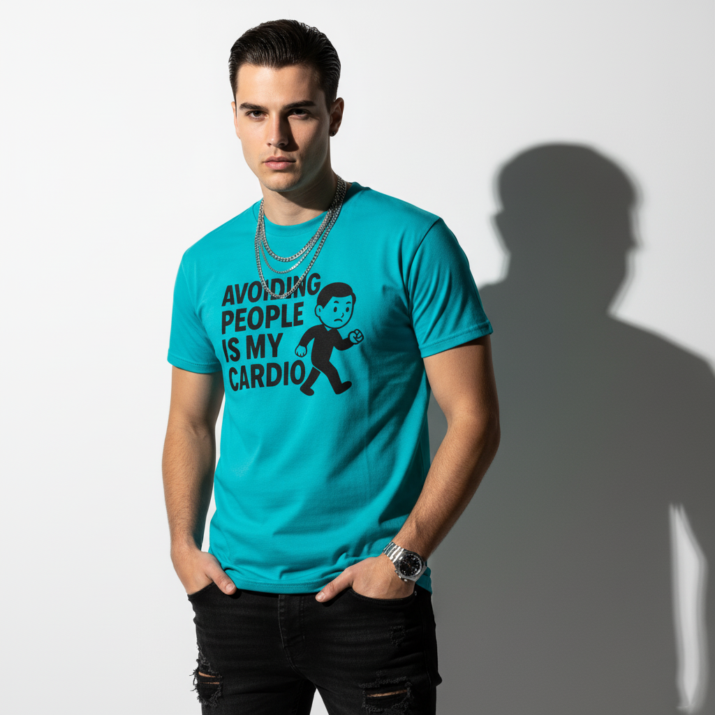 Avoiding People Is My Cardio Funny T-Shirt – Introvert Humor Tee, Unisex, Soft Cotton
