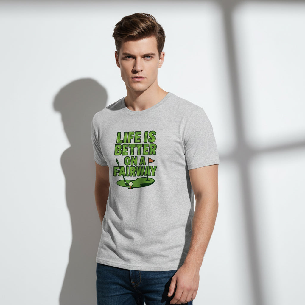 Life Is Better On A Fairway Golf T-Shirt – Unisex, Soft Cotton, Golfer Gift