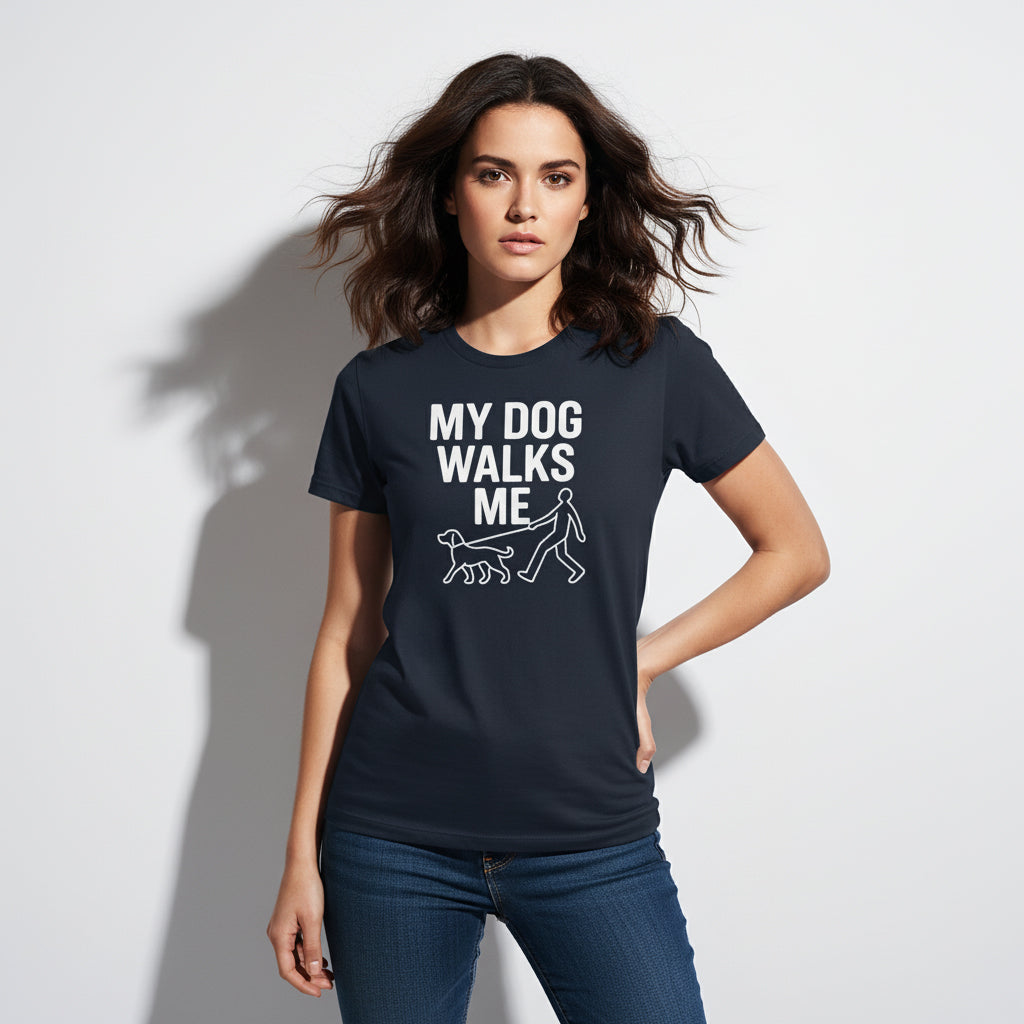 My Dog Walks Me Graphic Shirt – Cute Animal Slogan, Unisex, Gift for Pet Lovers
