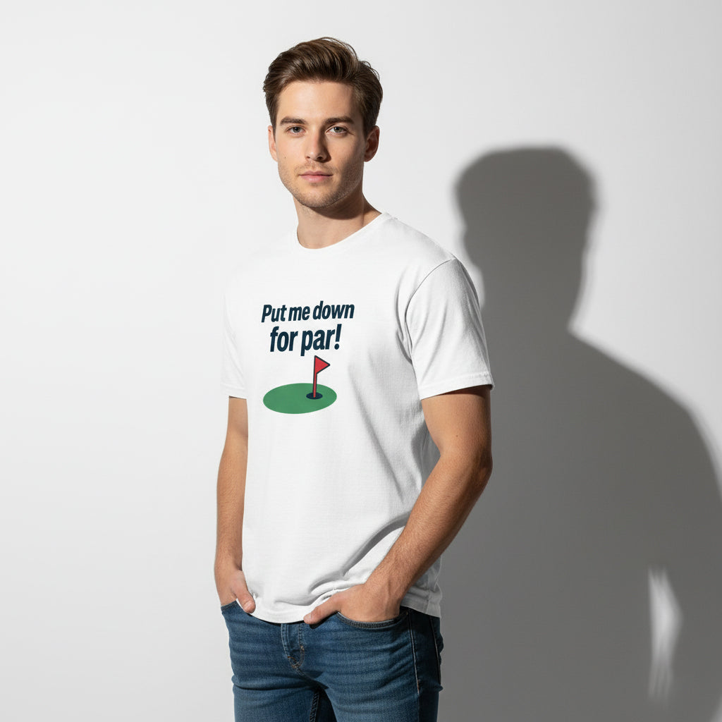 Put Me Down For Par! Funny Golf T-Shirt – Unisex, Soft Cotton, Golfer Gift