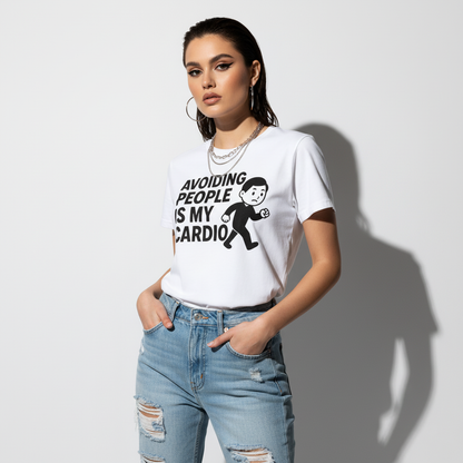 Avoiding People Is My Cardio Funny T-Shirt – Introvert Humor Tee, Unisex, Soft Cotton
