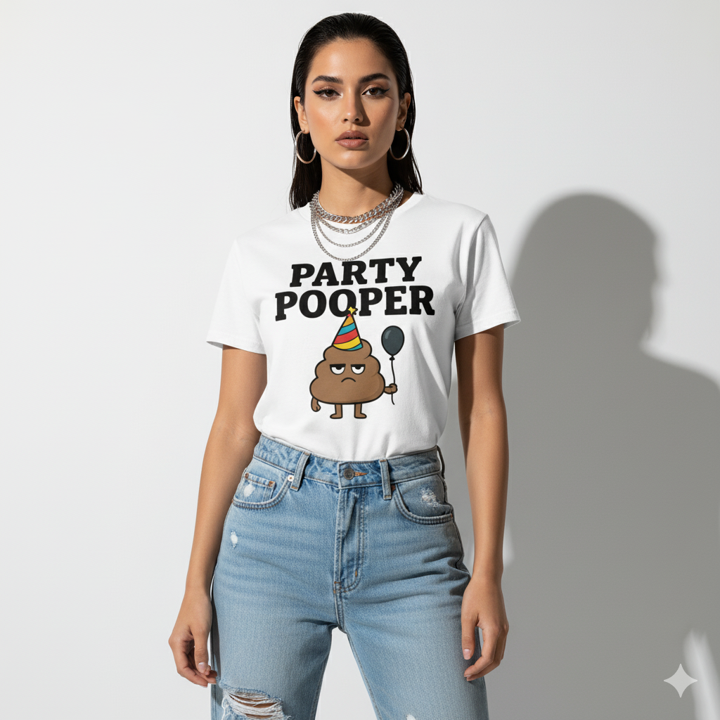 Party Pooper Graphic Tee – Silly Humor Shirt, Unisex, Gift for Friends