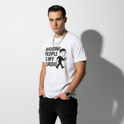 Avoiding People Is My Cardio Funny T-Shirt – Introvert Humor Tee, Unisex, Soft Cotton