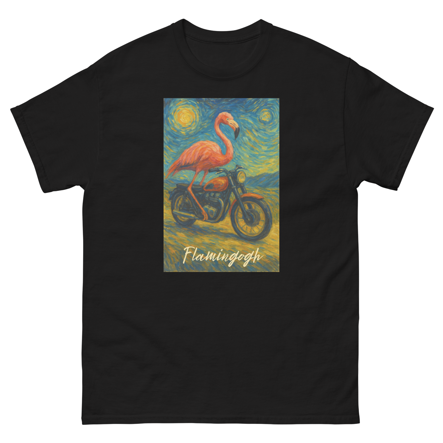 Flamingogh Flamingo Van Gogh Tee – Unique Art Lover Gift, Unisex, Soft Cotton