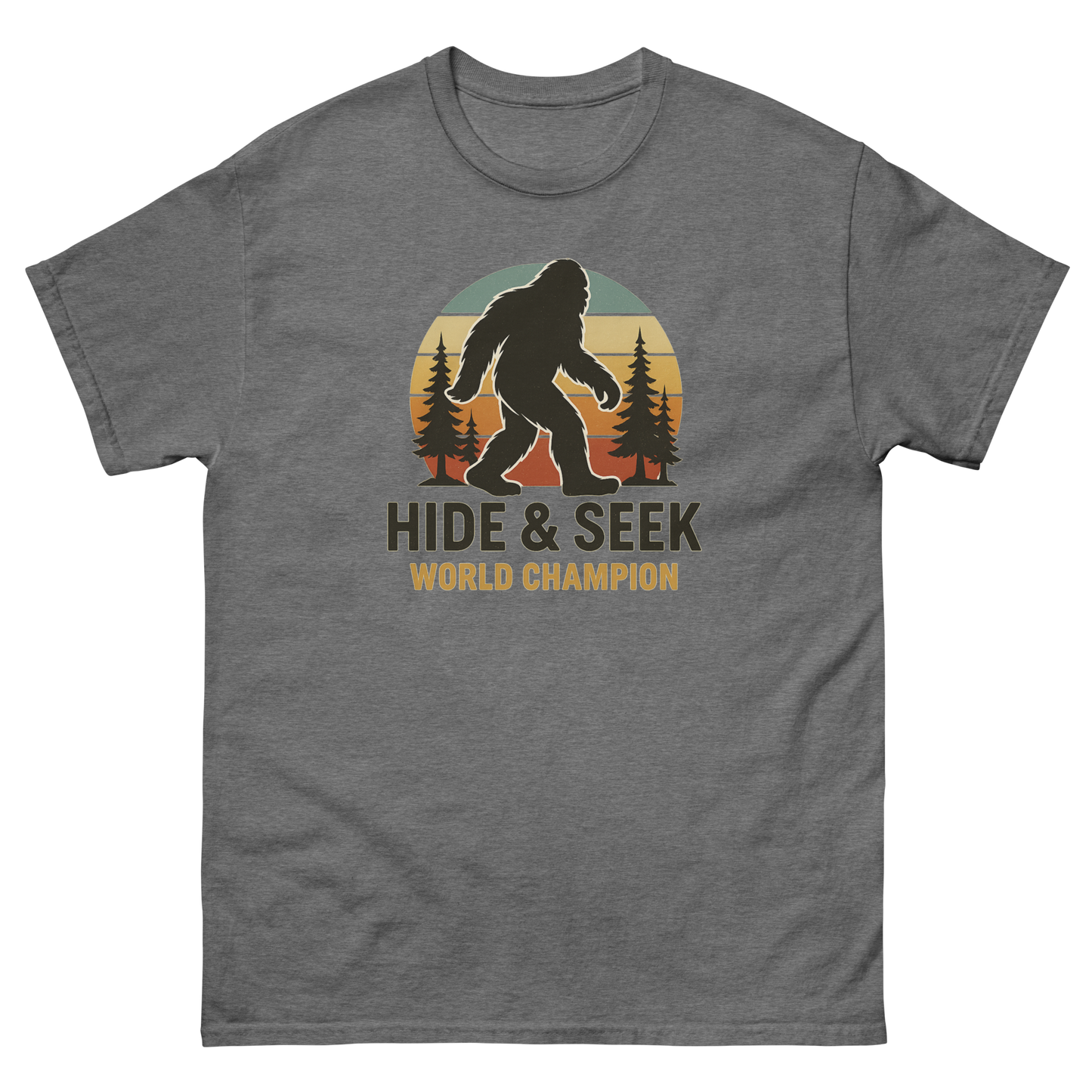 Bigfoot Hide & Seek World Champion T-Shirt – Funny Cryptid Tee, Unisex, Soft Cotton