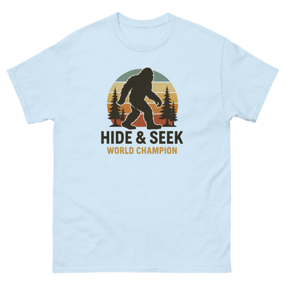 Bigfoot Hide & Seek World Champion T-Shirt – Funny Cryptid Tee, Unisex, Soft Cotton