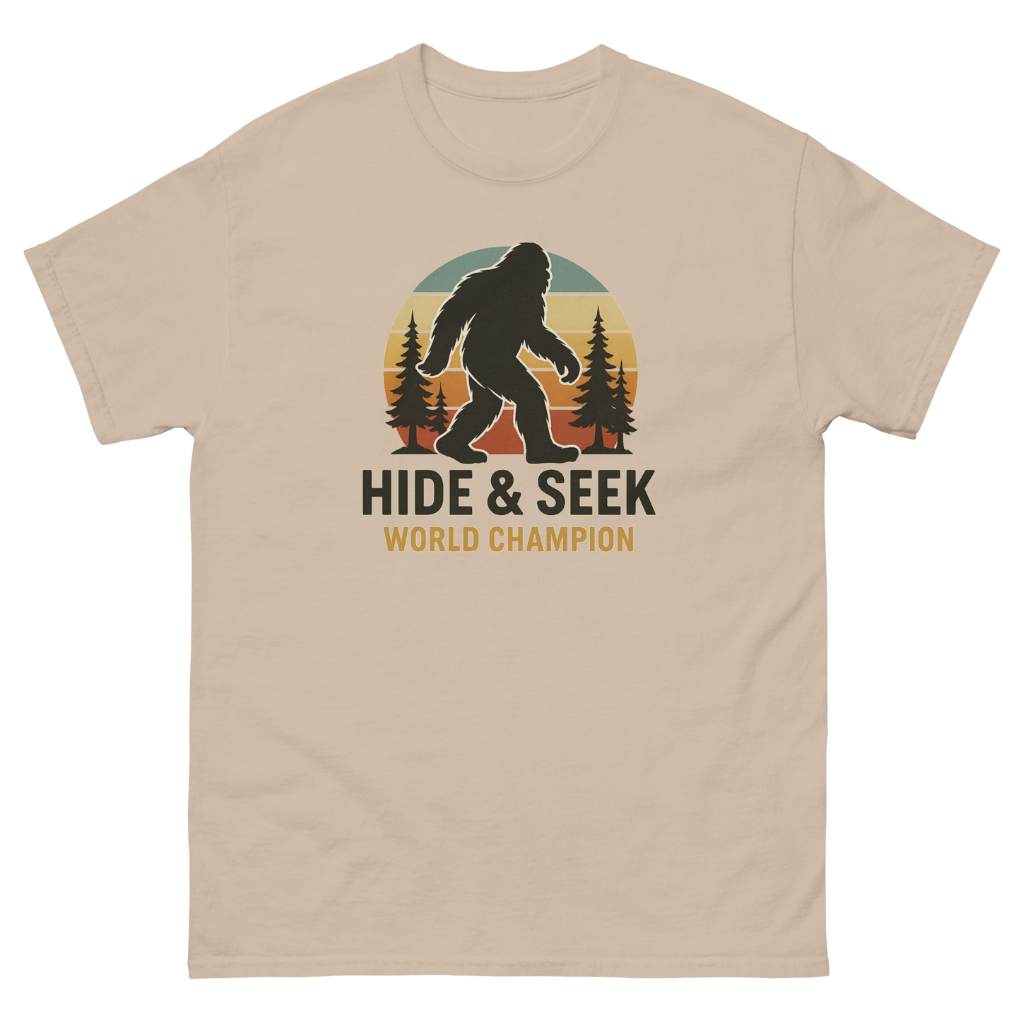 Bigfoot Hide & Seek World Champion T-Shirt – Funny Cryptid Tee, Unisex, Soft Cotton