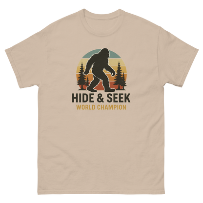 Bigfoot Hide & Seek World Champion T-Shirt – Funny Cryptid Tee, Unisex, Soft Cotton