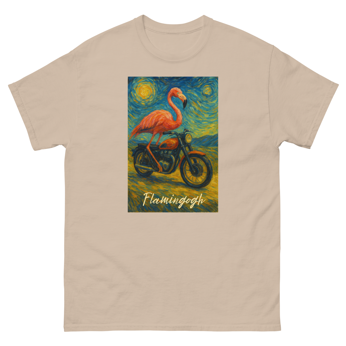 Flamingogh Flamingo Van Gogh Tee – Unique Art Lover Gift, Unisex, Soft Cotton