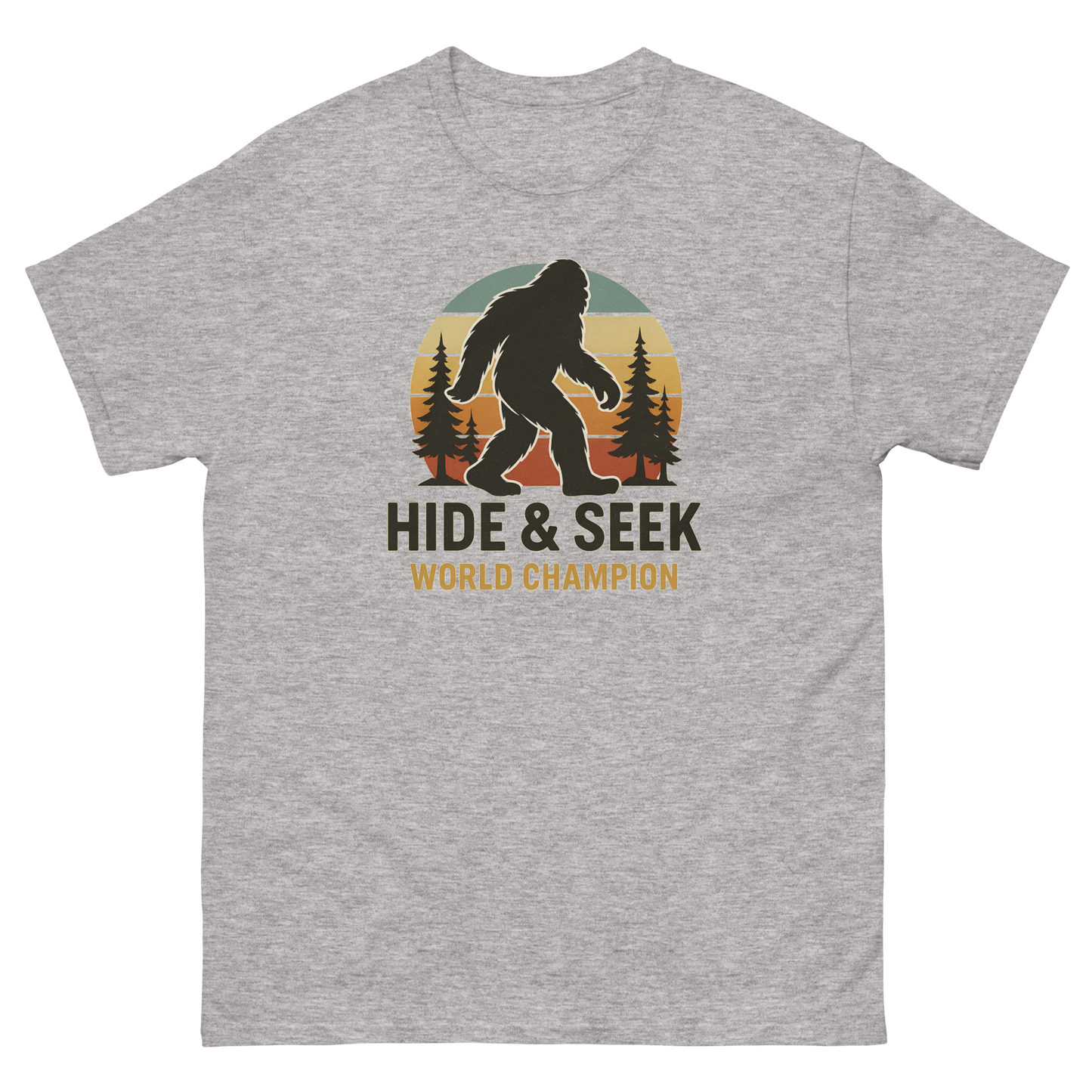 Bigfoot Hide & Seek World Champion T-Shirt – Funny Cryptid Tee, Unisex, Soft Cotton