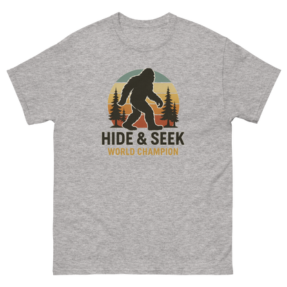 Bigfoot Hide & Seek World Champion T-Shirt – Funny Cryptid Tee, Unisex, Soft Cotton