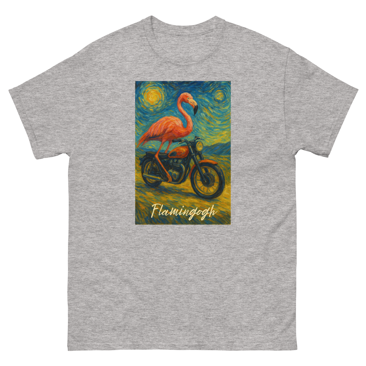 Flamingogh Flamingo Van Gogh Tee – Unique Art Lover Gift, Unisex, Soft Cotton