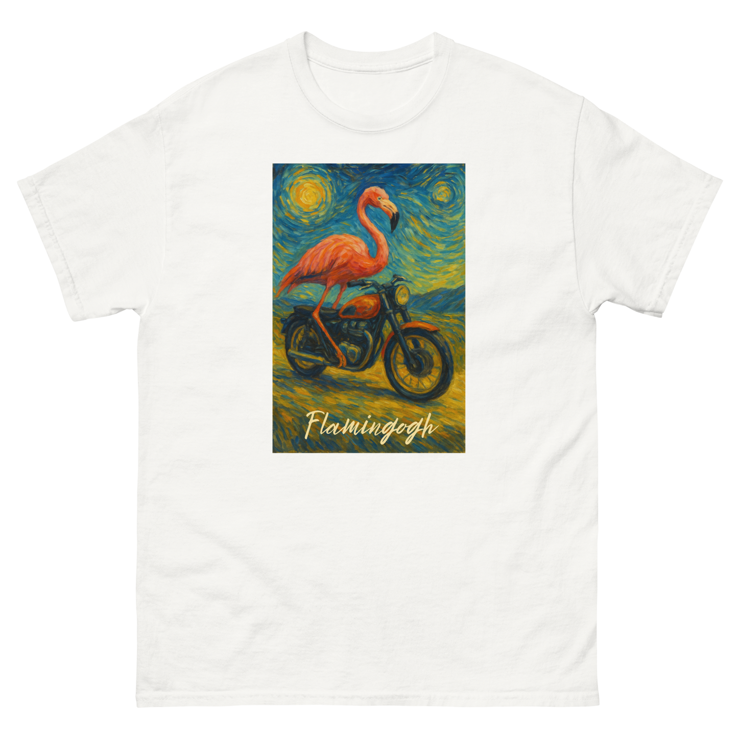 Flamingogh Flamingo Van Gogh Tee – Unique Art Lover Gift, Unisex, Soft Cotton