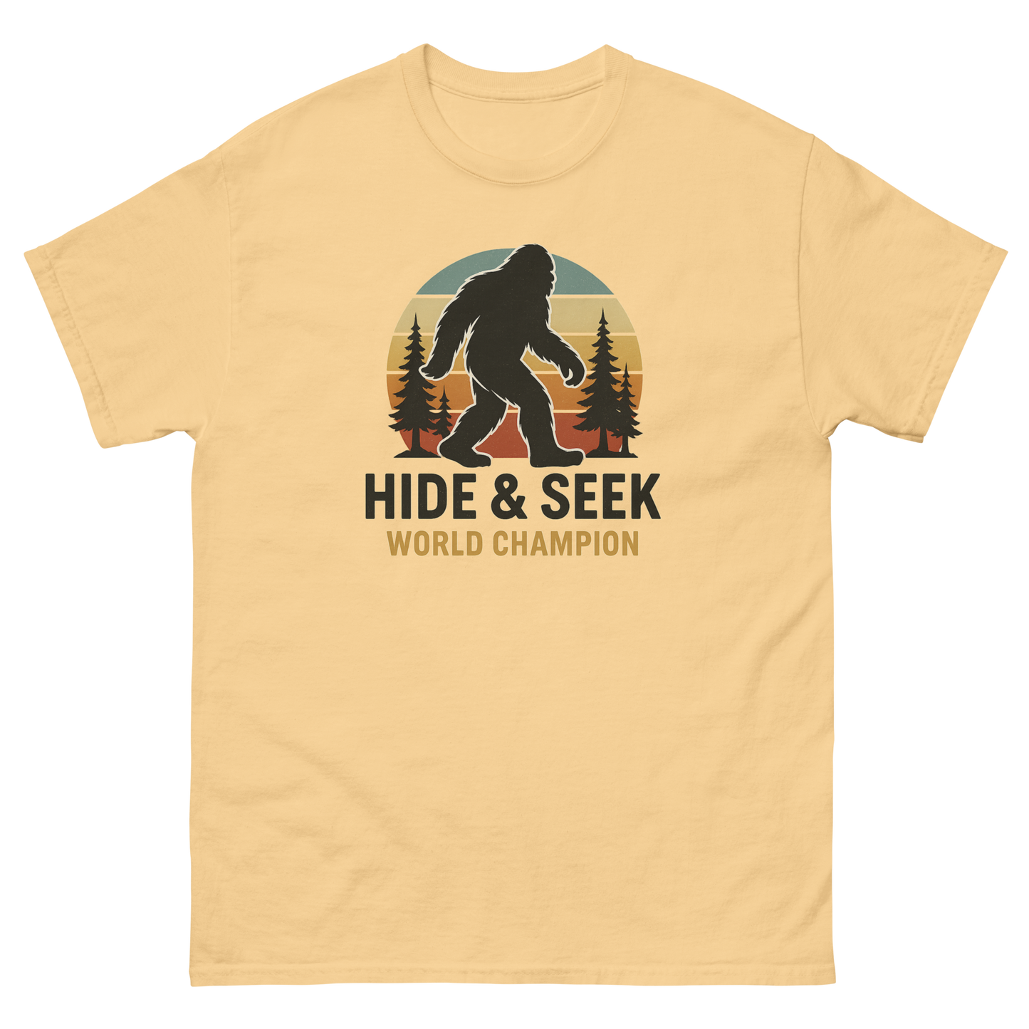 Bigfoot Hide & Seek World Champion T-Shirt – Funny Cryptid Tee, Unisex, Soft Cotton