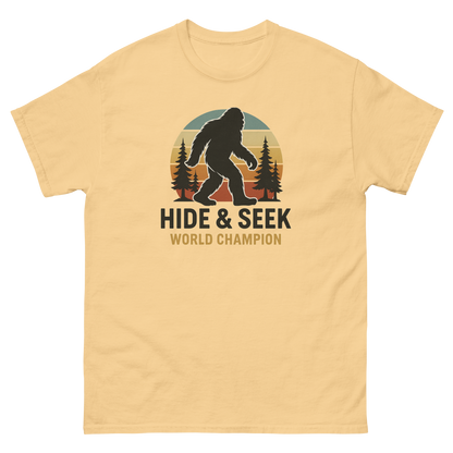 Bigfoot Hide & Seek World Champion T-Shirt – Funny Cryptid Tee, Unisex, Soft Cotton